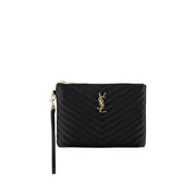 Saint Laurent Black Calf Leather Bos Taurus Clutch Bag
