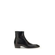 Saint Laurent Black Calf Leather Bos Taurus Ankle Boots