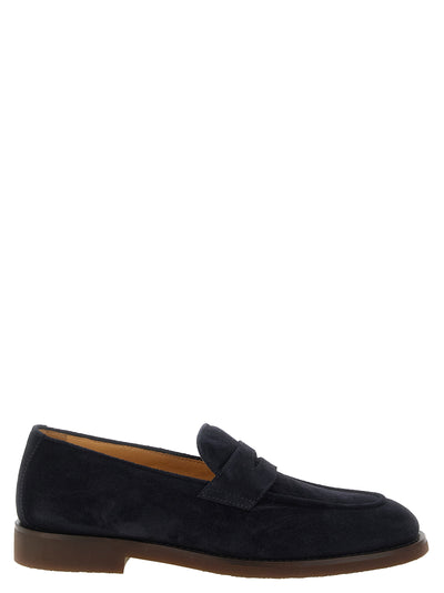 Brunello Cucinelli Blue Calfskin Slip-On Loafers for Men