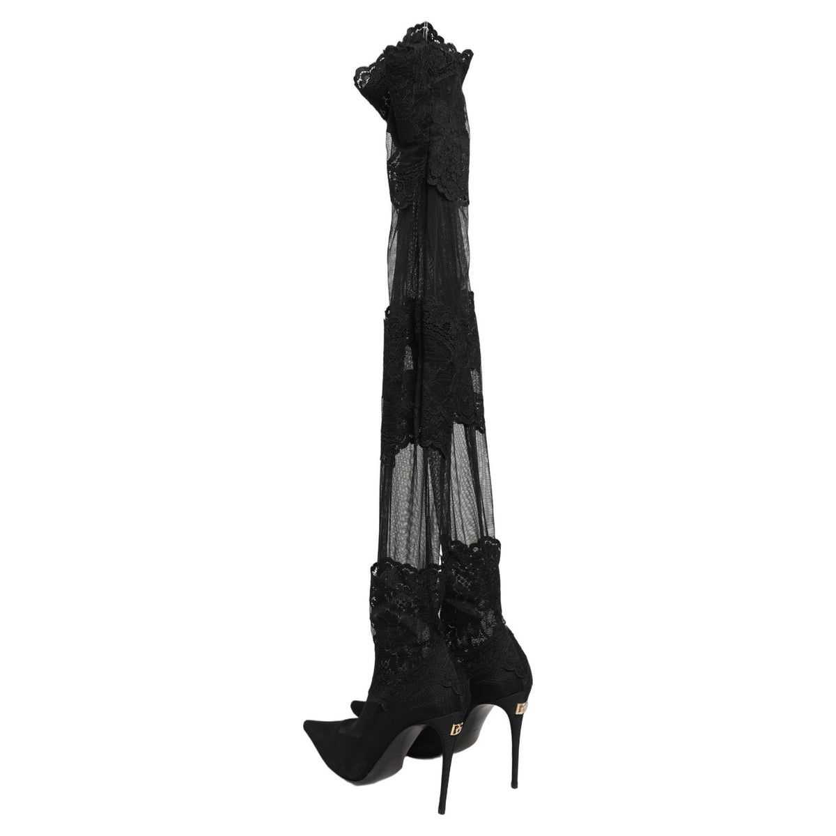 Dolce & Gabbana Black Over The Knee Sock Pumps Boots Shoes