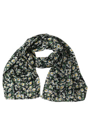 Dolce & Gabbana Black Silk Daisy Chiffon Long Stole Scarf