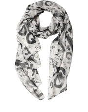 Dolce & Gabbana White Graffiti Logo Silk Shawl Stole Scarf