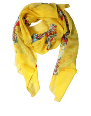 Dolce & Gabbana Yellow Silk Printed Shawl Stole Scarf