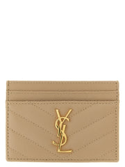 Saint Laurent Beige Calfskin Cardholder