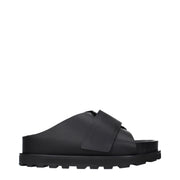 Jil Sander Black Leather Slippers