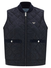 Prada Blue Recycled Polyamide Sleeveless Jacket