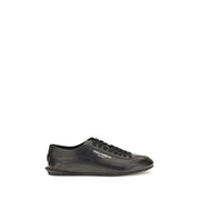 Dolce & Gabbana Black Calf Leather Bos Taurus Low Top Sneakers for Men