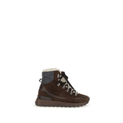Brunello Cucinelli Brown Suede Leather Lace-Up Boots for Women