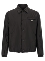 Prada Black Recycled Polyamide Full-Length Jacket for Men
