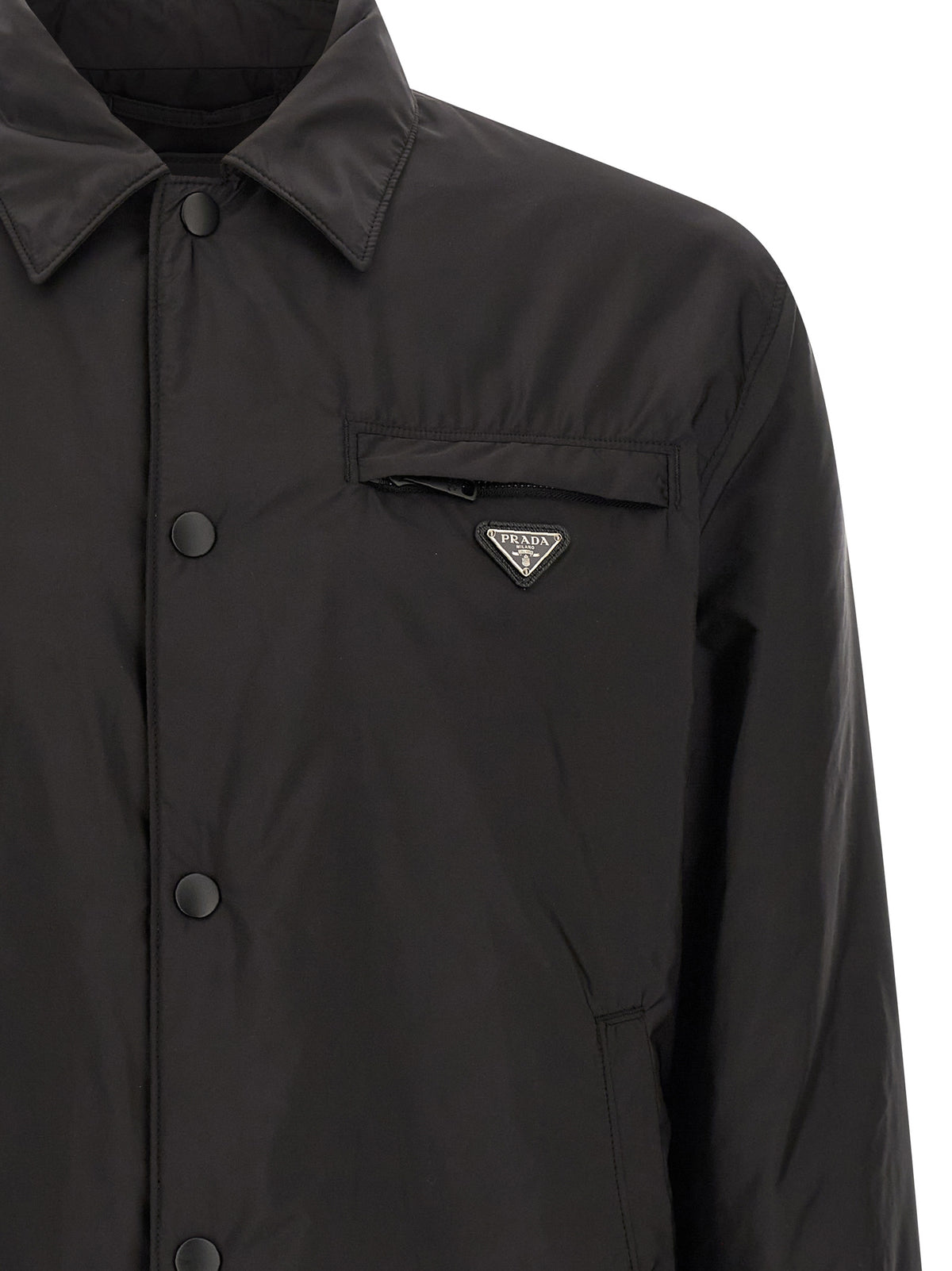 Prada Black Recycled Polyamide Full-Length Jacket for Men
