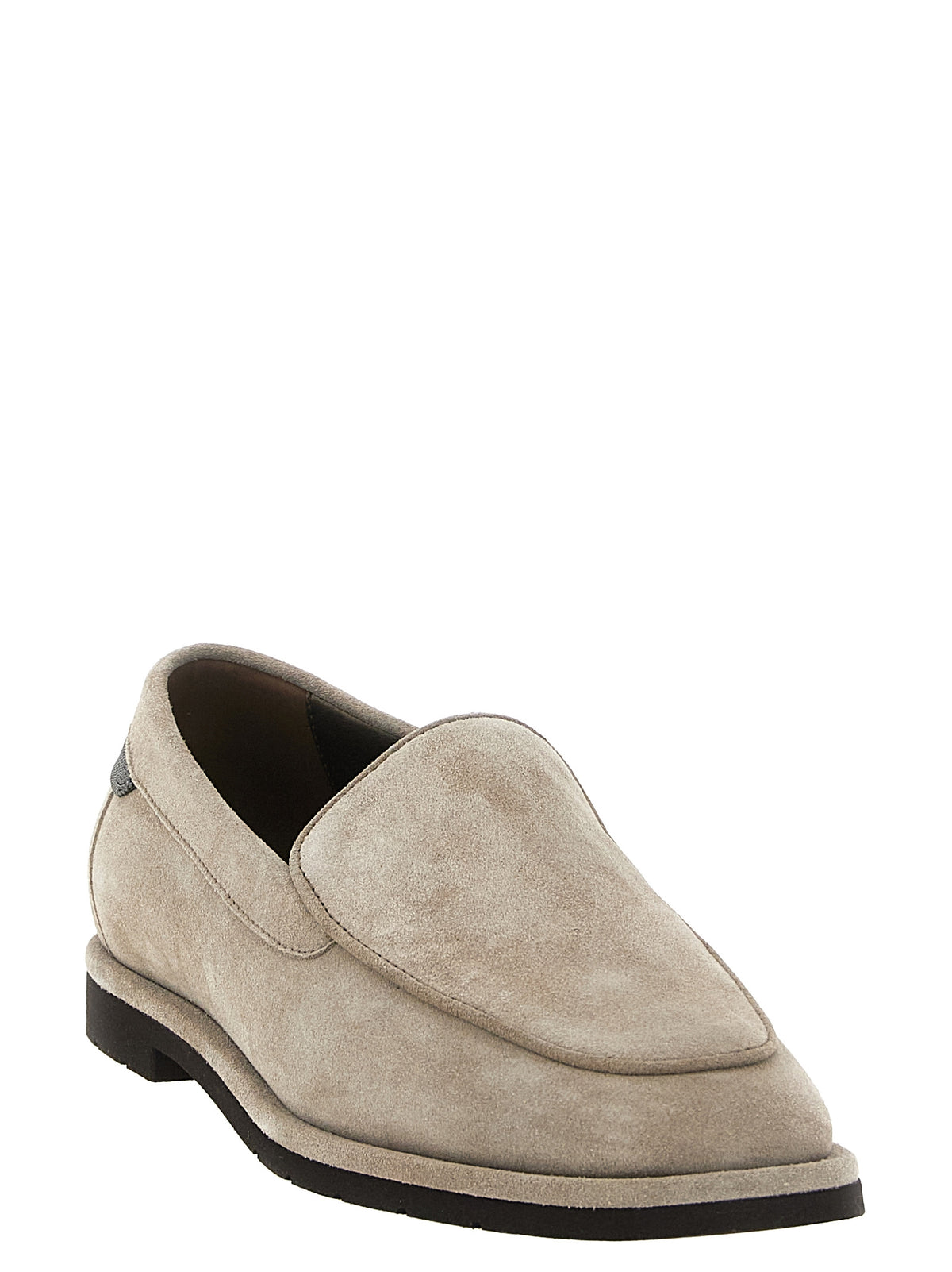 Brunello Cucinelli Beige Calfskin Slip-On Loafers for Women