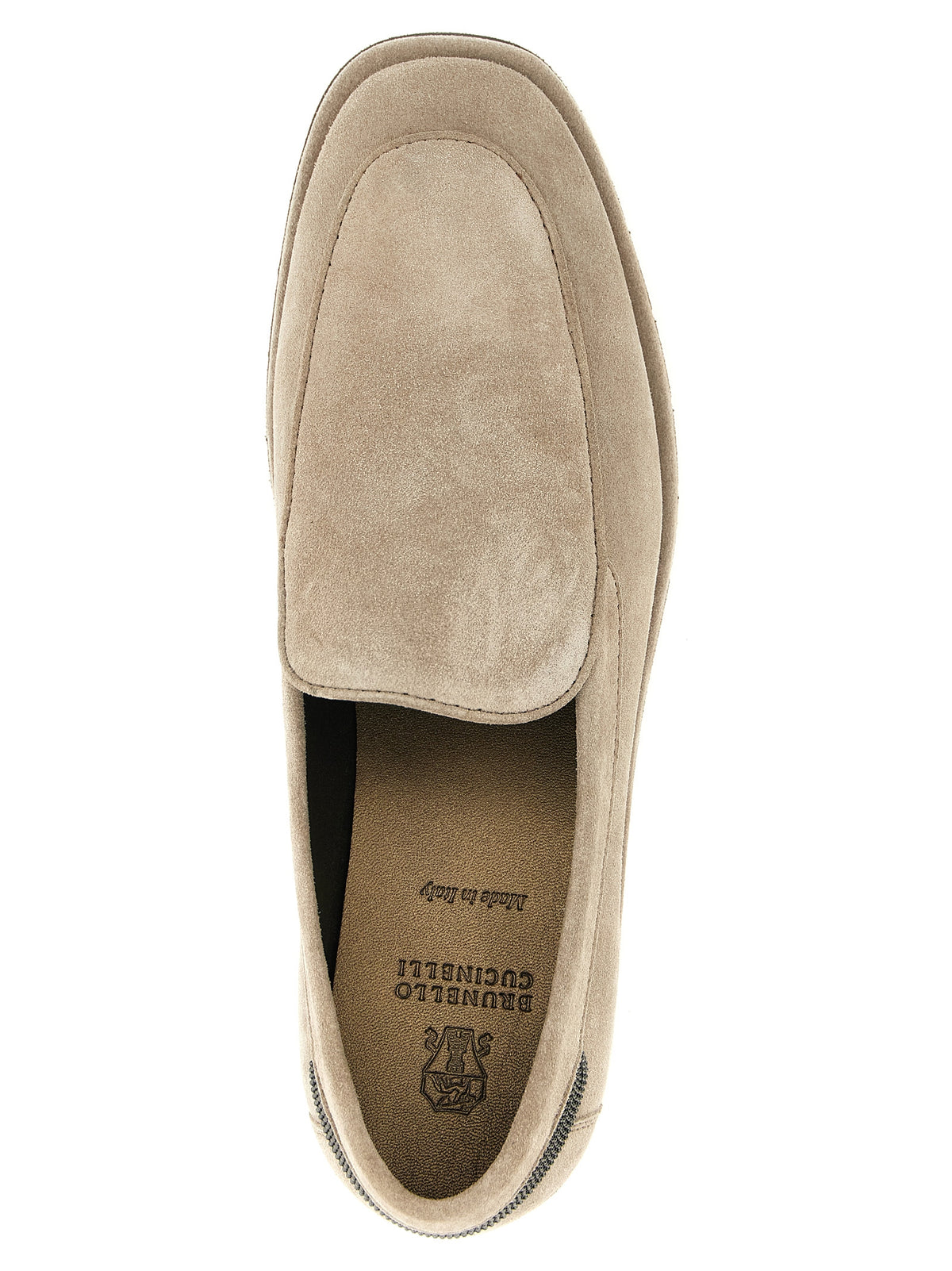 Brunello Cucinelli Beige Calfskin Slip-On Loafers for Women
