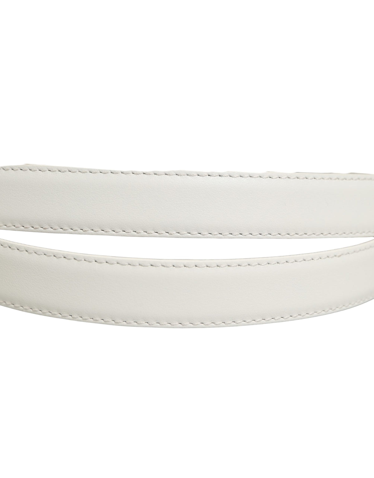 Dolce & Gabbana White Leather Silver Tone Metal Buckle Belt for Women