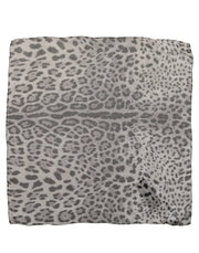 Dolce & Gabbana Gray Leopard Print Silk Square Foulard Scarf