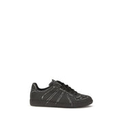 Maison Margiela Black Calf Leather Bos Taurus Low Top Sneakers