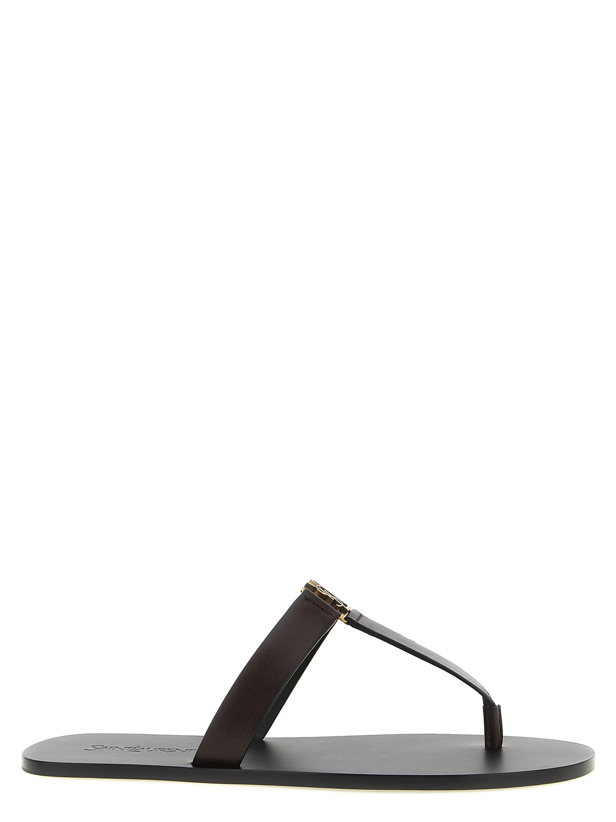 Saint Laurent Brown Calfskin Slides for Men
