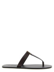 Saint Laurent Brown Calfskin Slides for Men