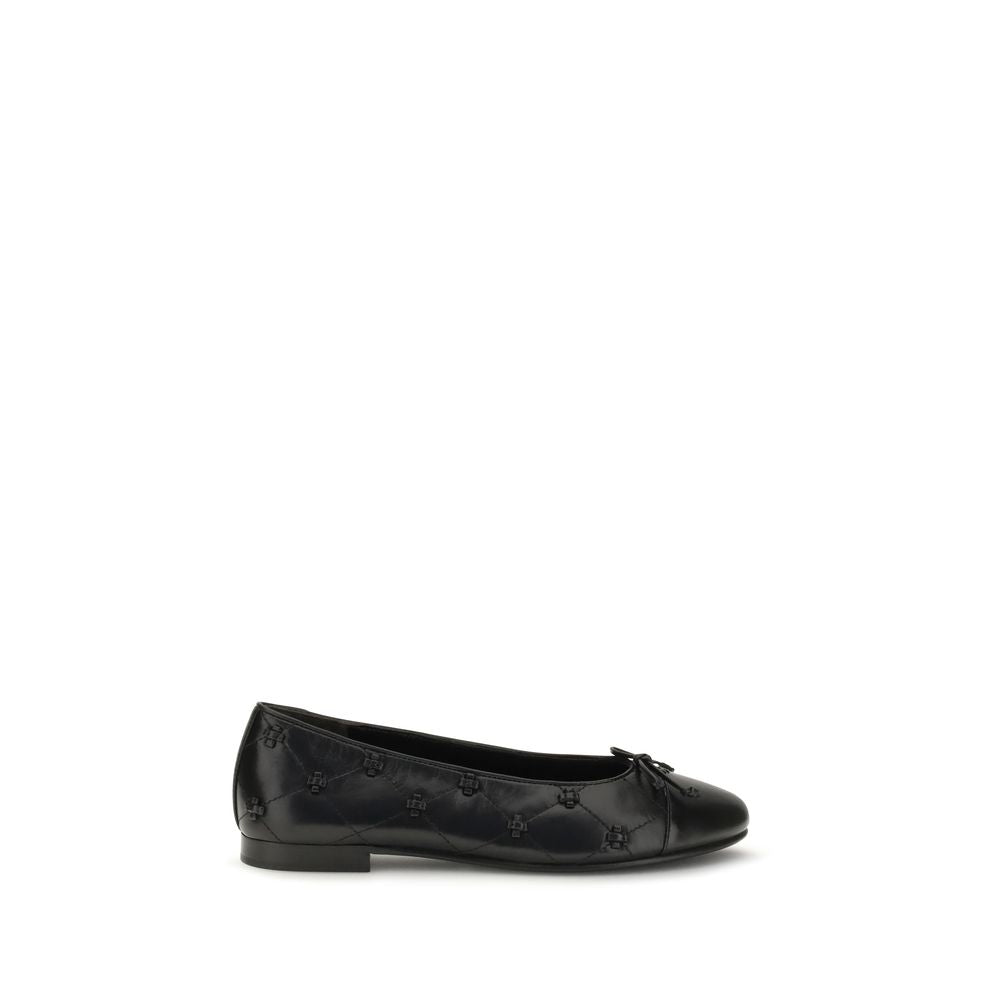 Tory Burch Black Calf Leather Bos Taurus Ballet Flats for Women