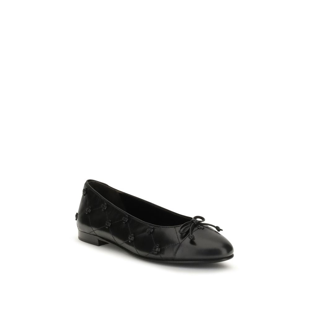 Tory Burch Black Calf Leather Bos Taurus Ballet Flats for Women