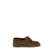 Saint Laurent Brown Suede Leather Slip-On Loafers for Women