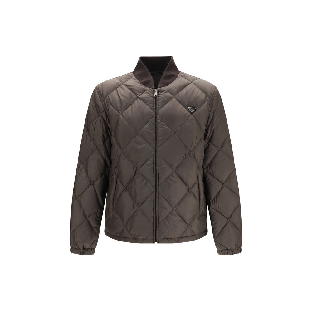 Prada Bicolor Recycled Polyester Full-Length Jacket for Men