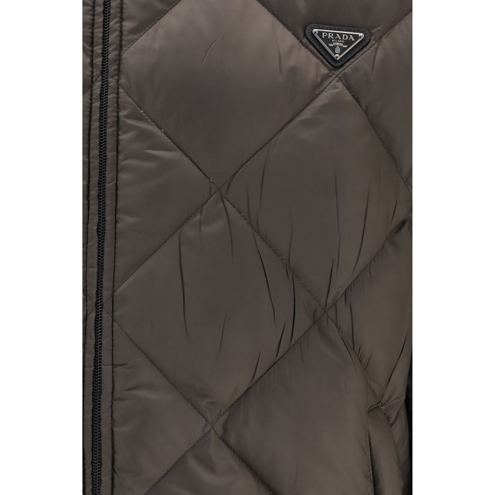 Prada Bicolor Recycled Polyester Full-Length Jacket for Men