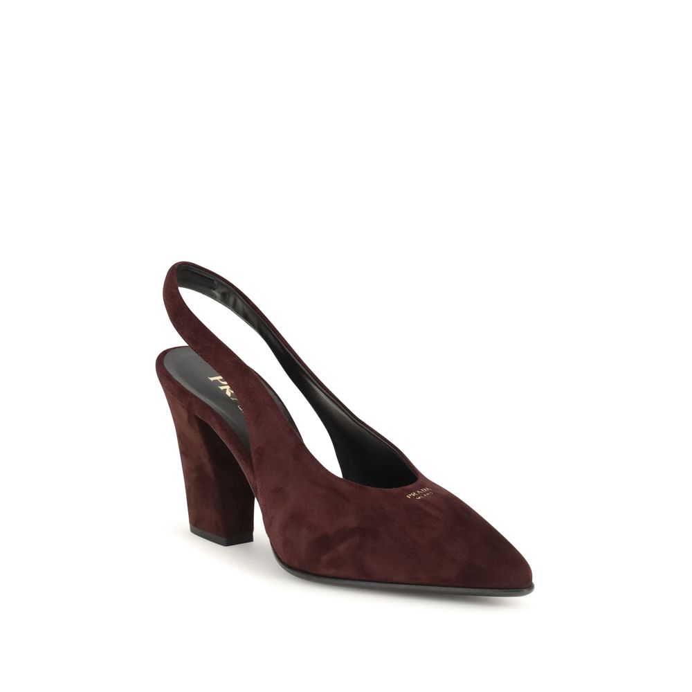 Prada Bordeaux Calf Leather Bos Taurus High Heel Pumps for Women
