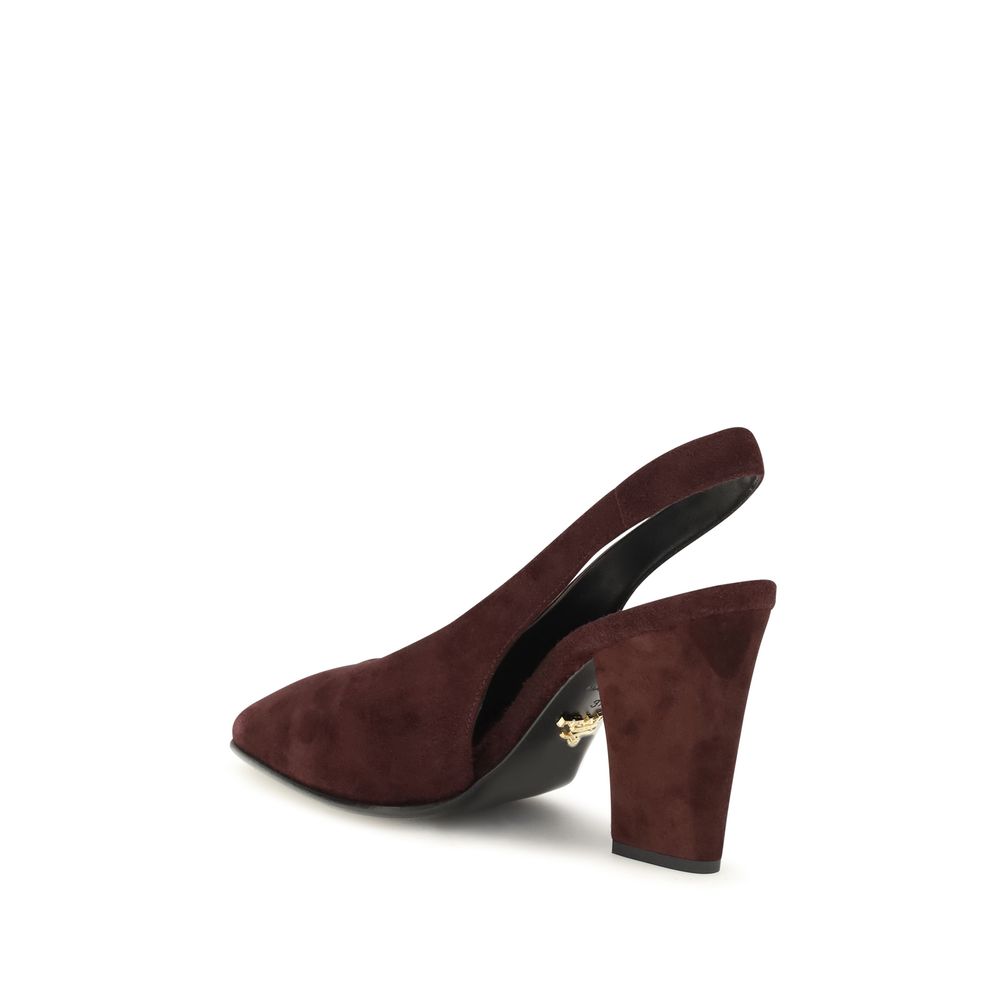 Prada Bordeaux Calf Leather Bos Taurus High Heel Pumps for Women