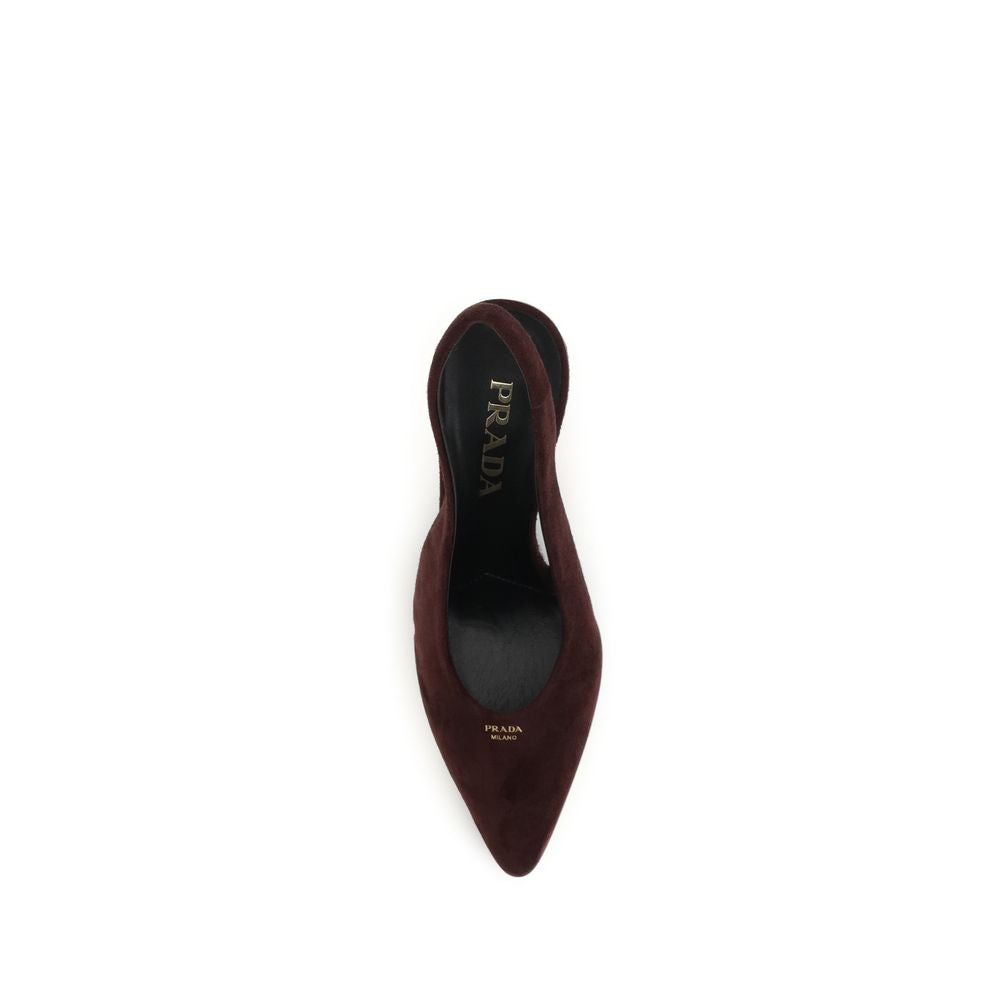 Prada Bordeaux Calf Leather Bos Taurus High Heel Pumps for Women