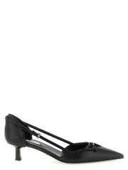 Prada Black Goatskin Mid Heel Pumps