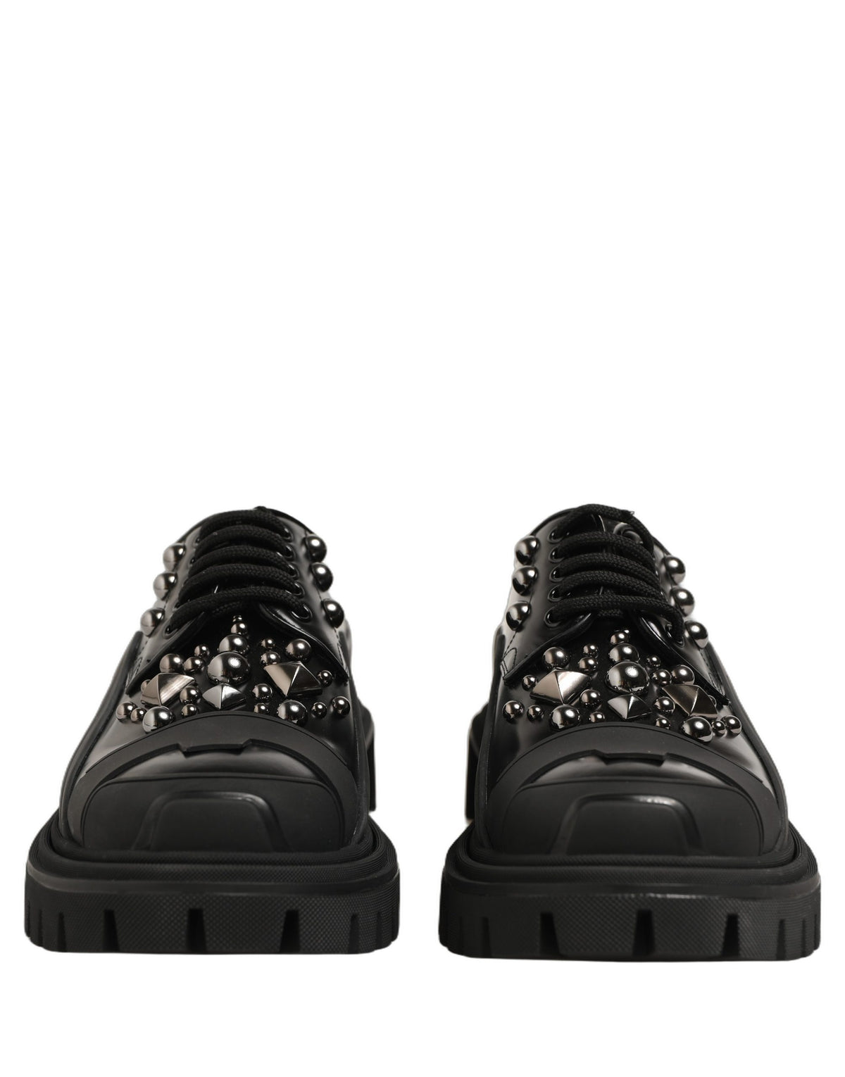 Dolce & Gabbana Black Calfskin Leather Trekking Derby Shoes for Men
