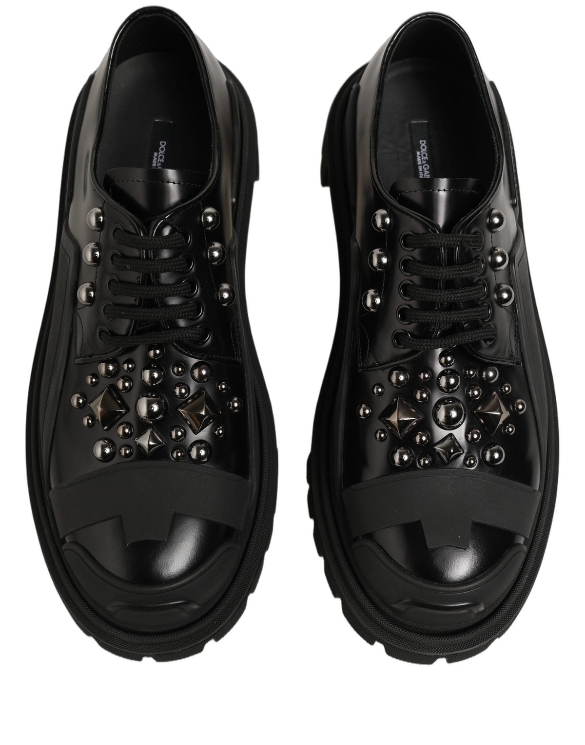 Dolce & Gabbana Black Calfskin Leather Trekking Derby Shoes for Men