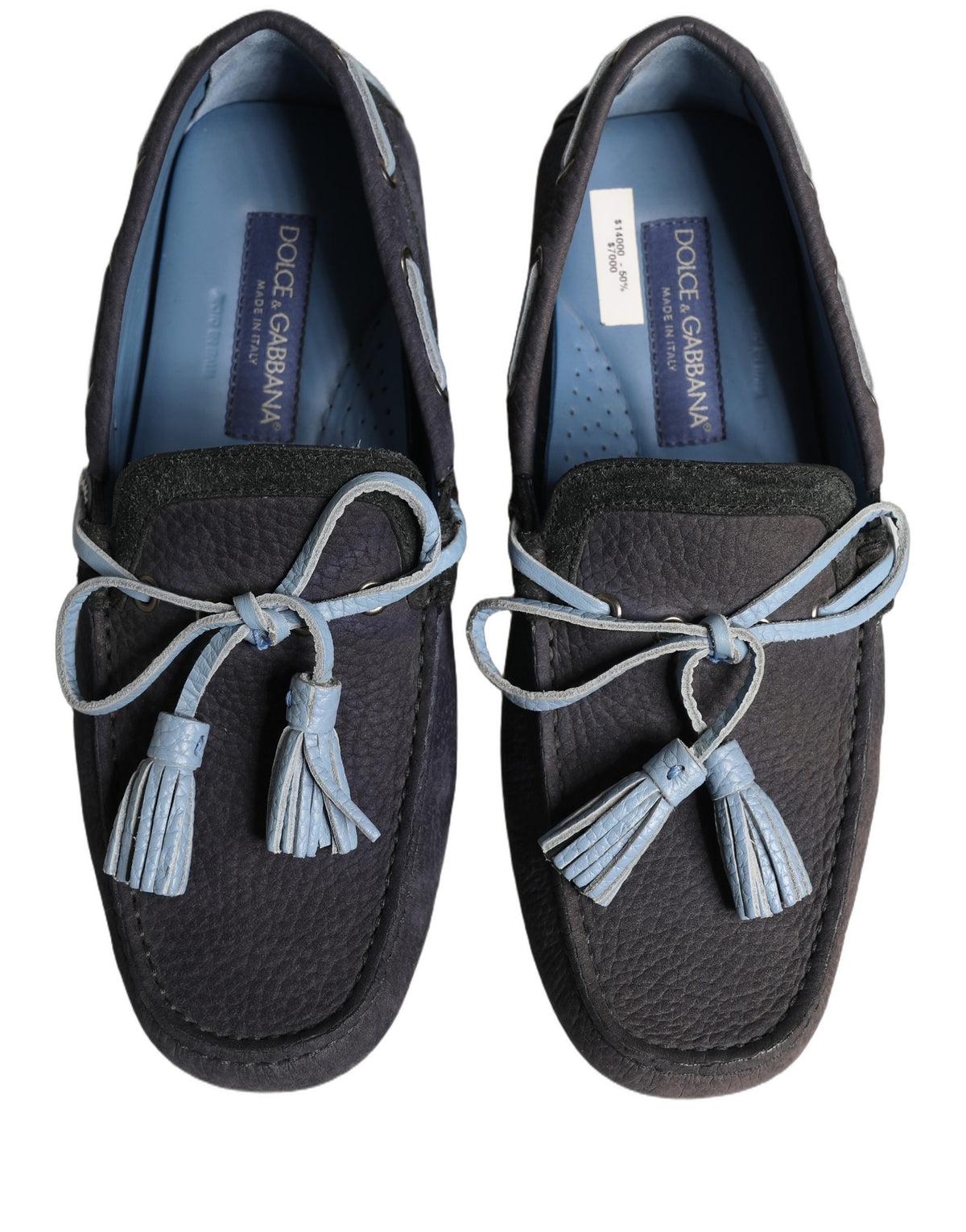 Dolce & Gabbana Navy Blue Suede Leather Tassel Loafers Shoes for Men