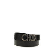 Ferragamo Black Calf Leather Bos Taurus Regular Belt