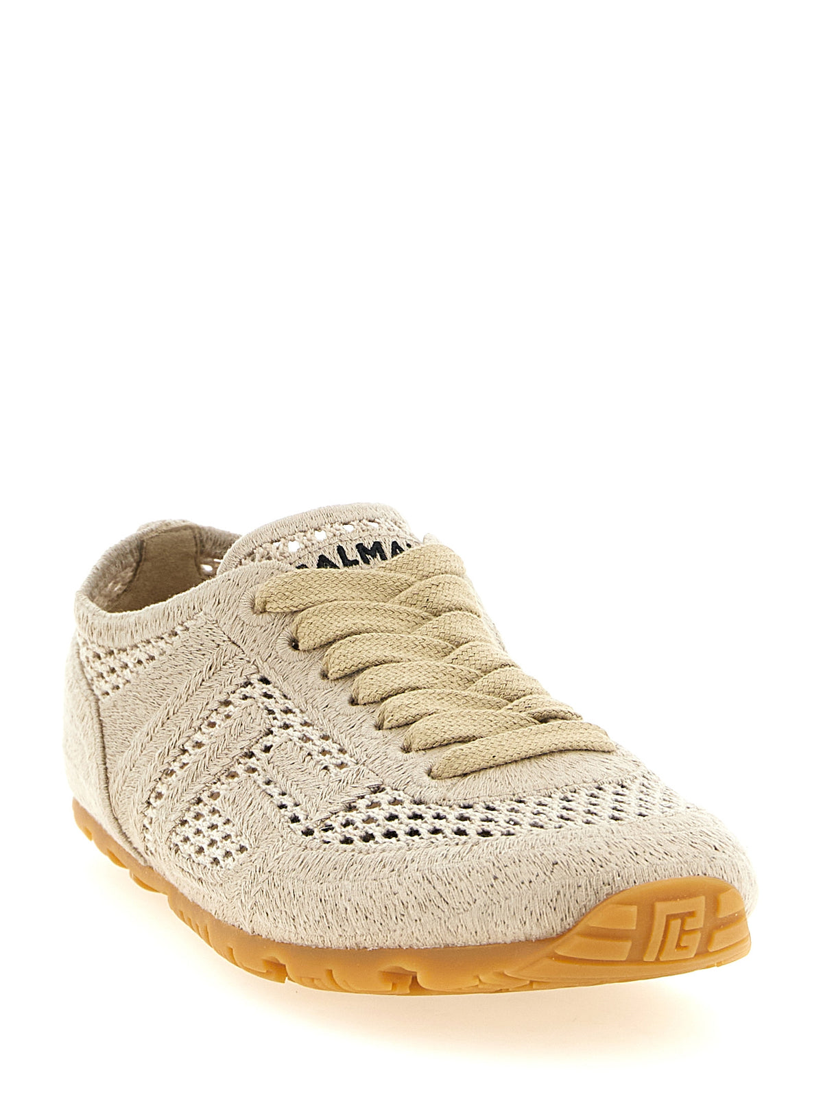 Balmain Beige Cotton Athletic Sneakers for Women