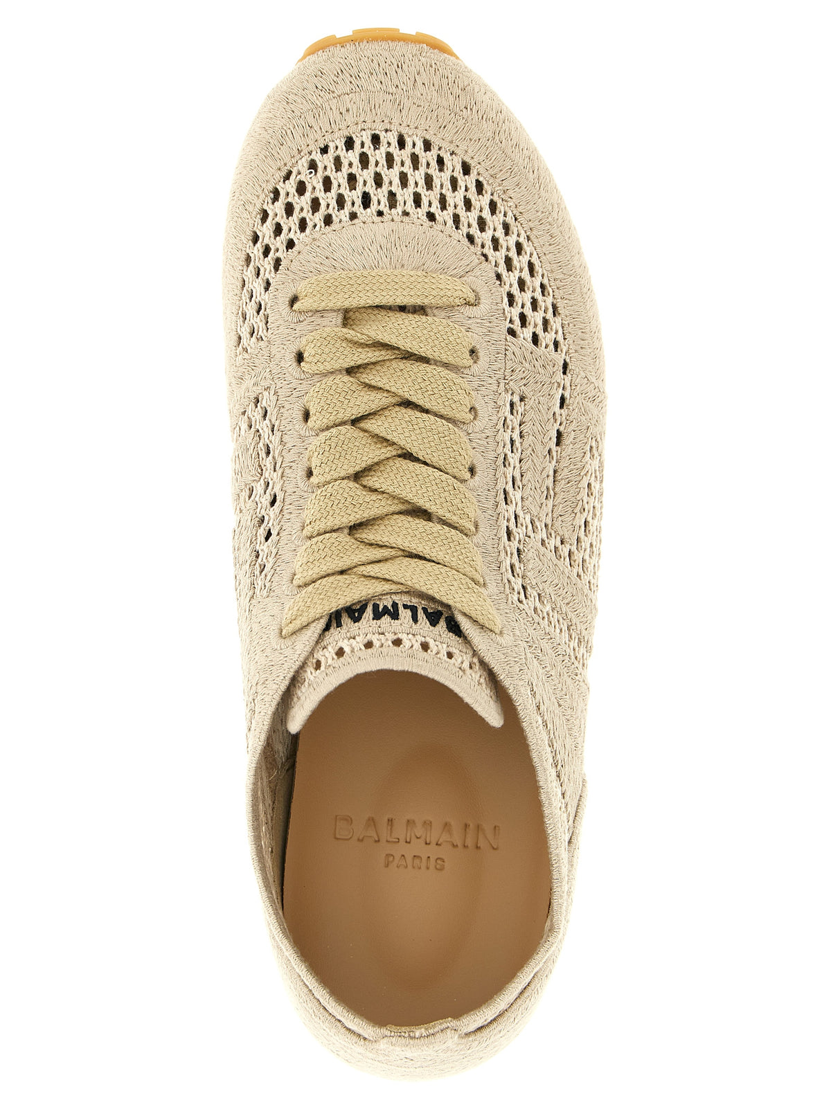 Balmain Beige Cotton Athletic Sneakers for Women