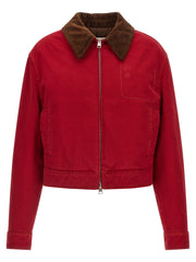 Ami Paris Red Cotton Biker Jacket