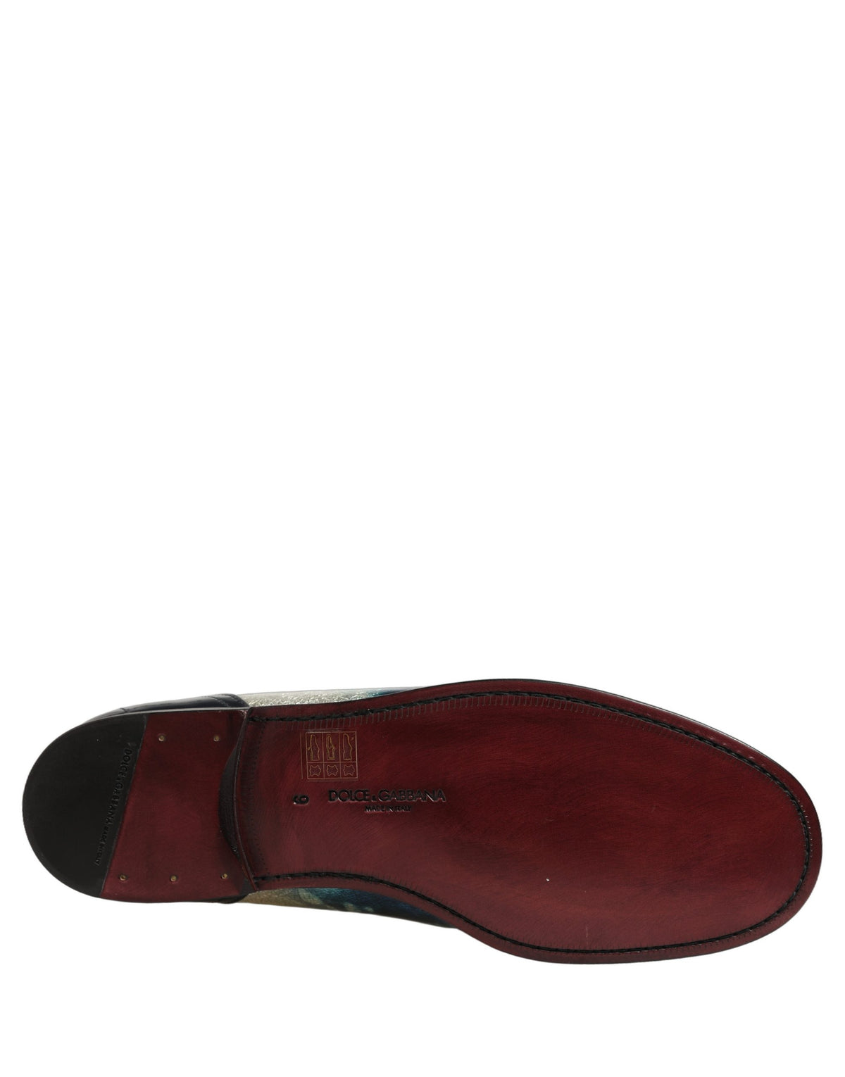 Dolce & Gabbana Metallic Blue Silver Leather DG Loafers Shoes for Men