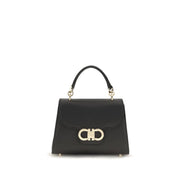 Ferragamo Black Calf Leather Bos Taurus Shoulder Bag