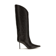 LE SILLA Black Calf Leather Bos Taurus High Heel Boots