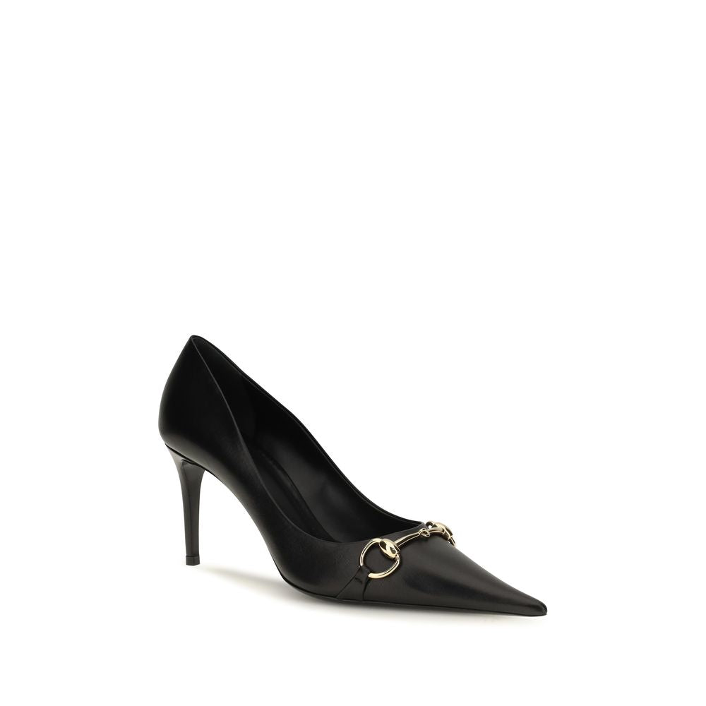 Gucci Black Calf Leather Bos Taurus High Heel Pumps for Women