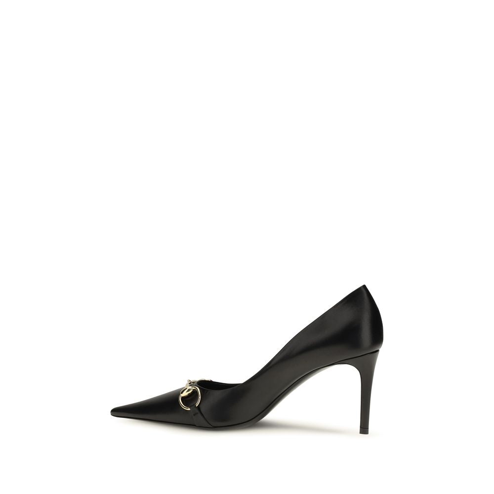 Gucci Black Calf Leather Bos Taurus High Heel Pumps for Women