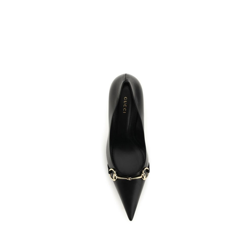Gucci Black Calf Leather Bos Taurus High Heel Pumps for Women