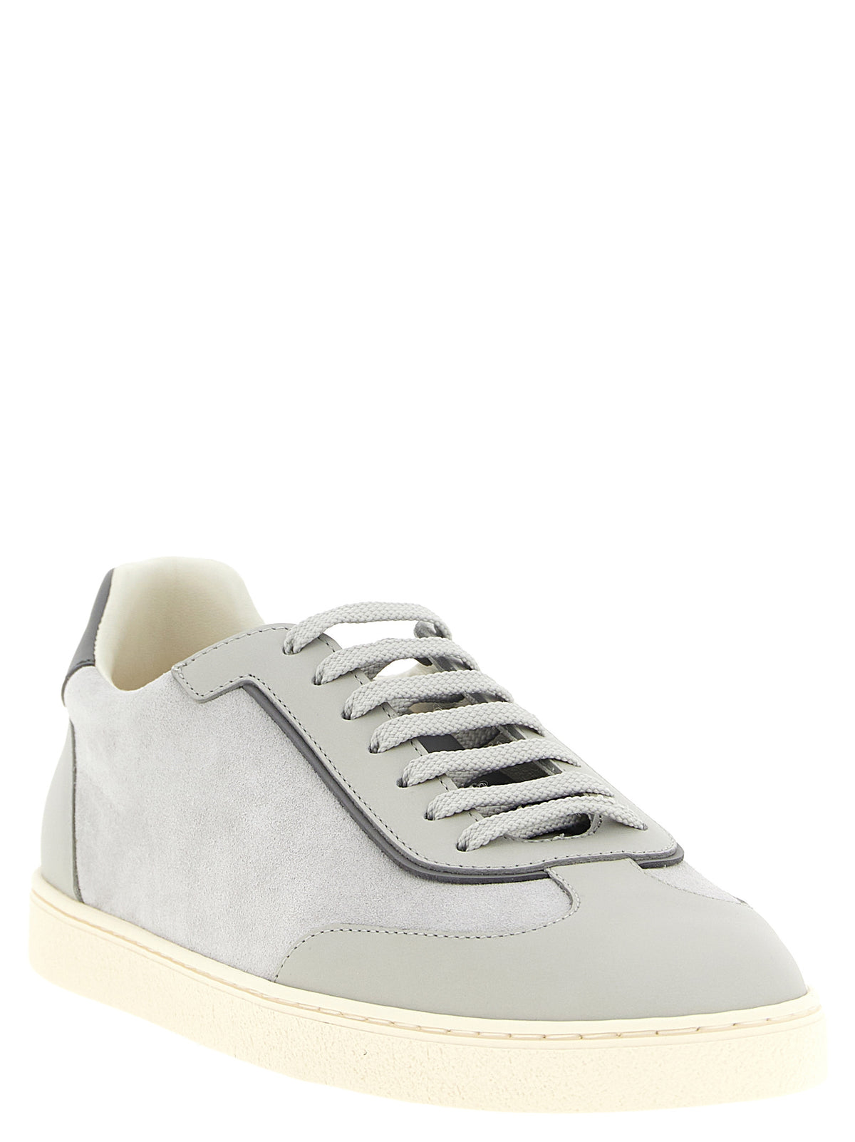 Brunello Cucinelli Gray Calfskin Low Top Sneakers for Men