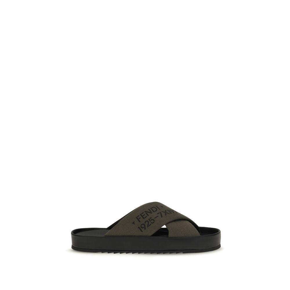 Fendi Bicolor Polyester Flat Sandals for Men