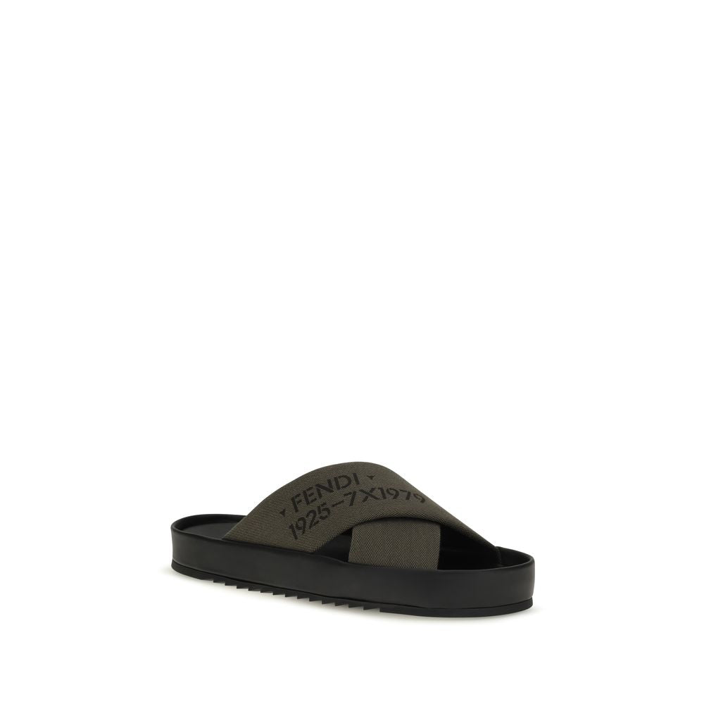 Fendi Bicolor Polyester Flat Sandals for Men
