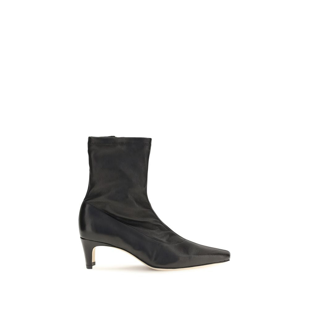 Staud Black Calf Leather Bos Taurus Ankle Boots for Women