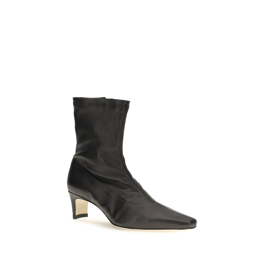 Staud Black Calf Leather Bos Taurus Ankle Boots for Women