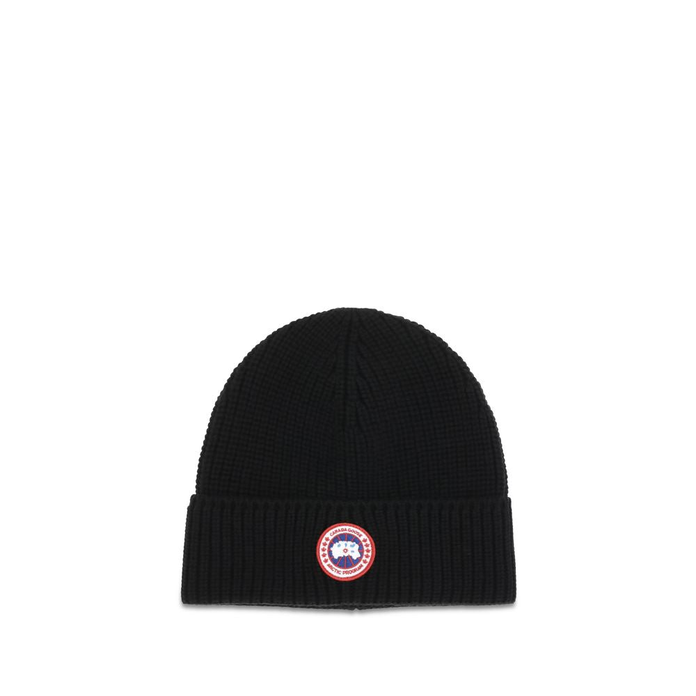 Canada Goose Black Wool Oves Aries Beanie for Men