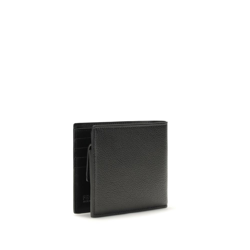 Fendi Black Calf Leather Bos Taurus Wallet for Men